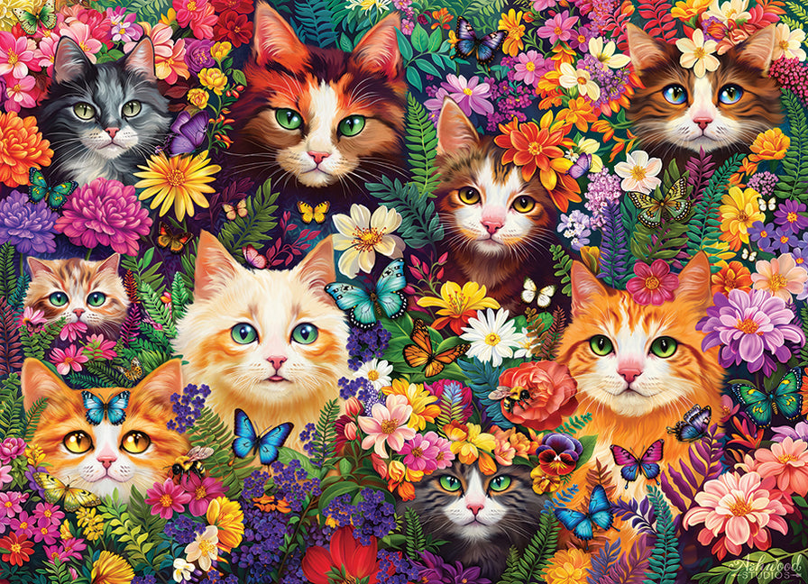 Cobble Hill - Puzzle da 1000 pezzi, motivo: ritiro dei gatti, poster incluso Cobble Hill - Puzzle da 1000 pezzi, motivo: ritiro dei gatti, poster incluso