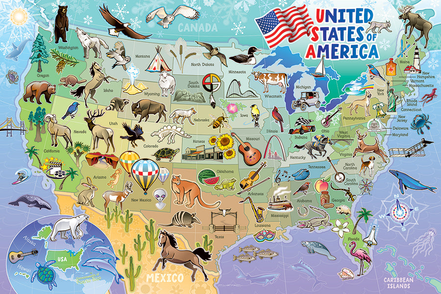 Map of the USA | Floor Puzzle 35pc