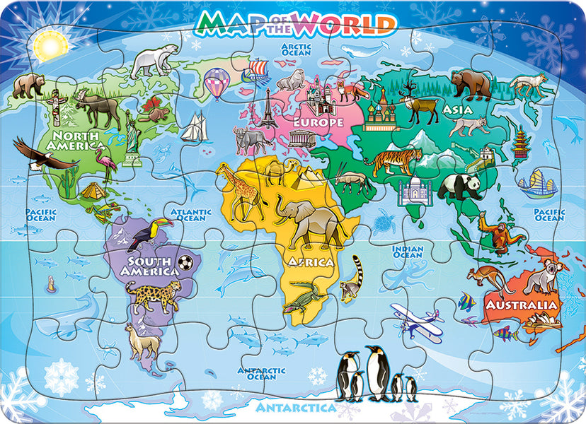 World Map | 35 Piece Tray - Cobble Hill Puzzles — USA Cobble Hill