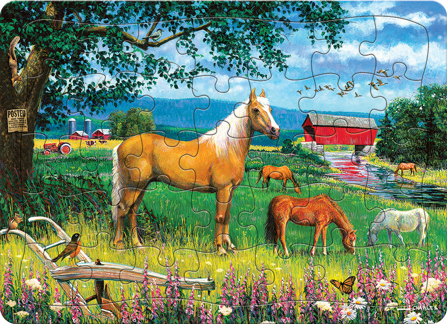 Horses in the Field (tray) | 35 Piece Tray
