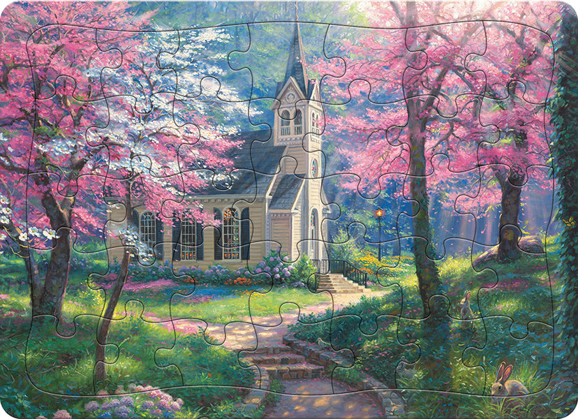 Cherry Blossom Chapel | 35 Piece Tray - Cobble Hill Puzzles — USA