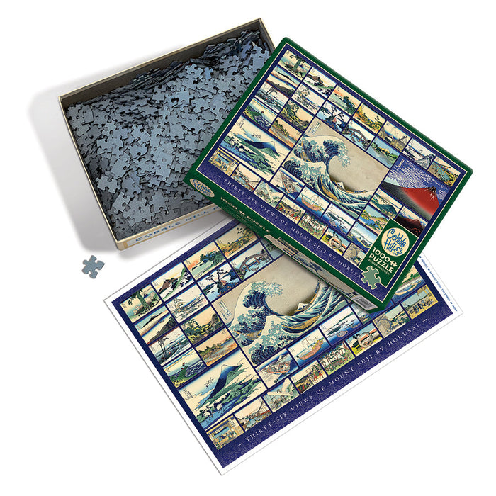 Cobble Hill Puzzle 1000 Pezzi 'Hokusai - Trentasei Vedute Del Monte Fuji', Con Poster Incluso, Pezzi Taglio Casuale, Cartone Riciclato, Made In US.