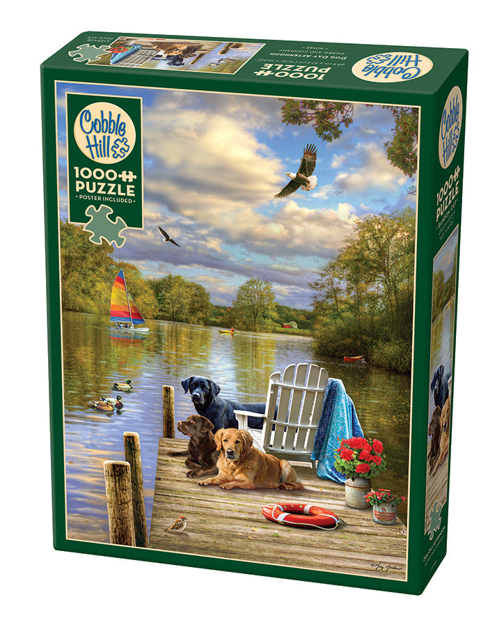Cobble Hill 1000-Piece Puzzle - Puppies And Posies Quilt Design (Includes Poster) - 19x27 Inches, Random Cut
