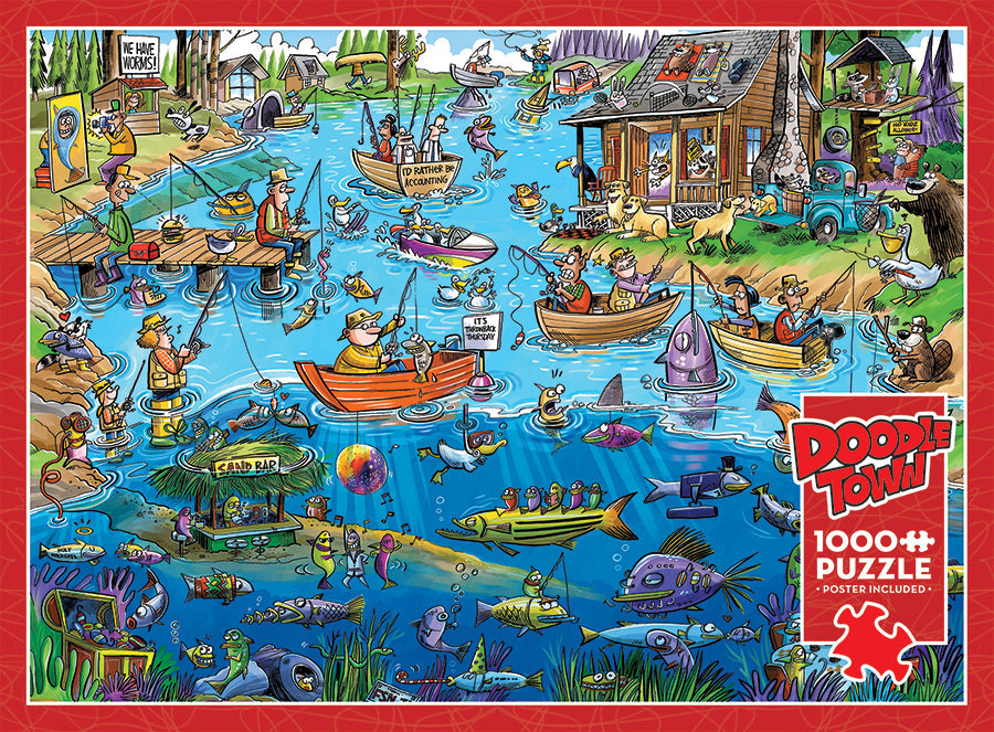 cobble hill fishing lures puzzle 1000 DoodleTown: Gone Fishing | 1000 Piece