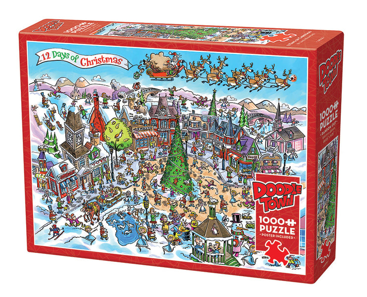 DoodleTown: 12 Days of Christmas | 1000 Piece - Cobble Hill