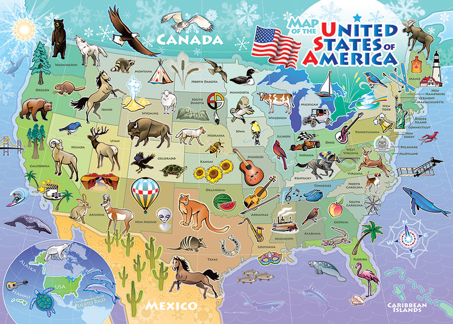 Mapa de EE. UU. (bandeja) | Bandeja de 35 piezas